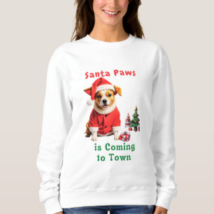 Sudadera Santa Paws viene a Mascota festivo