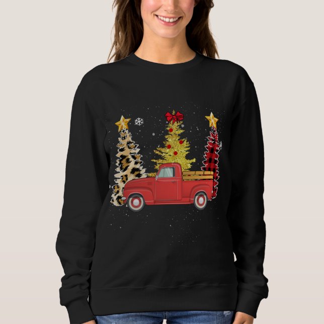 Sudadera Santa Red Truck Christmas Tree Lights (Anverso)