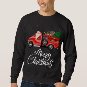 Sudadera Santa Red Truck Merry Christmas Tree Regalos Vinta
