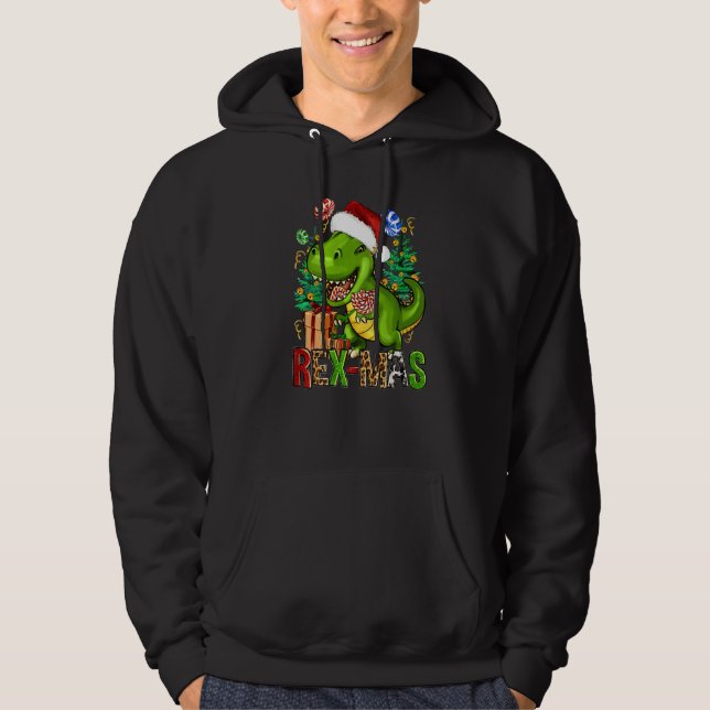 Sudadera Santa Rex Christmas Tree Rex mas Leopard Dinosaur (Anverso)