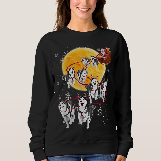 Sudadera Santa Ride Sleigh Siberian Husky Navidades Perro L (Anverso)