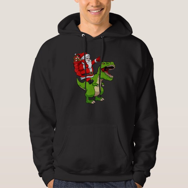 Sudadera Santa Riding Dinosaur Christmas Pajama Cool Rex X  (Anverso)