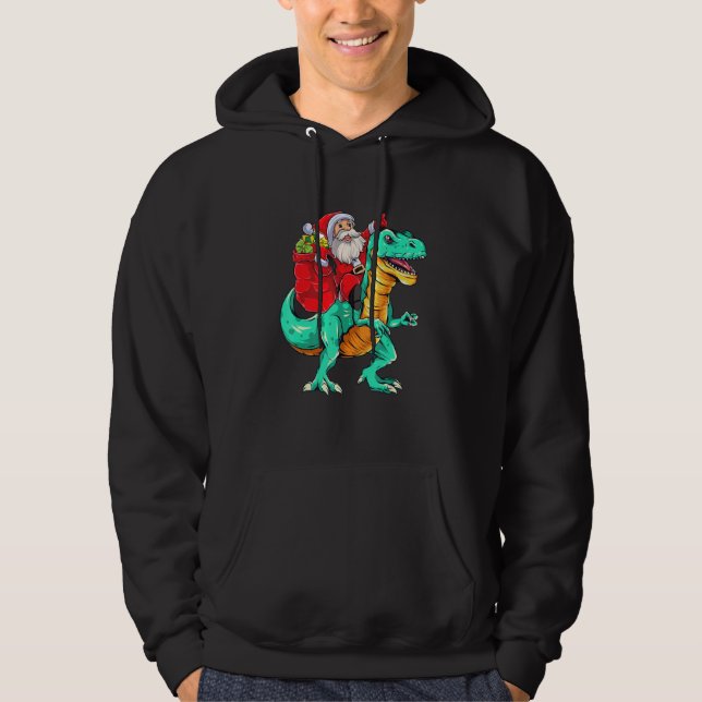 Sudadera Santa Riding Dinosaur rex   Christmas (Anverso)