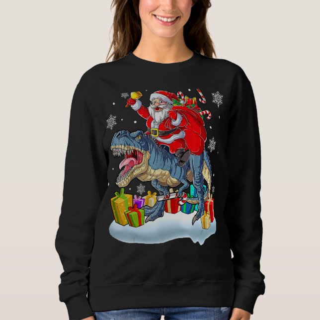 Sudadera Santa Riding Dinosaur Rex Christmas  Xmas 2 (Anverso)