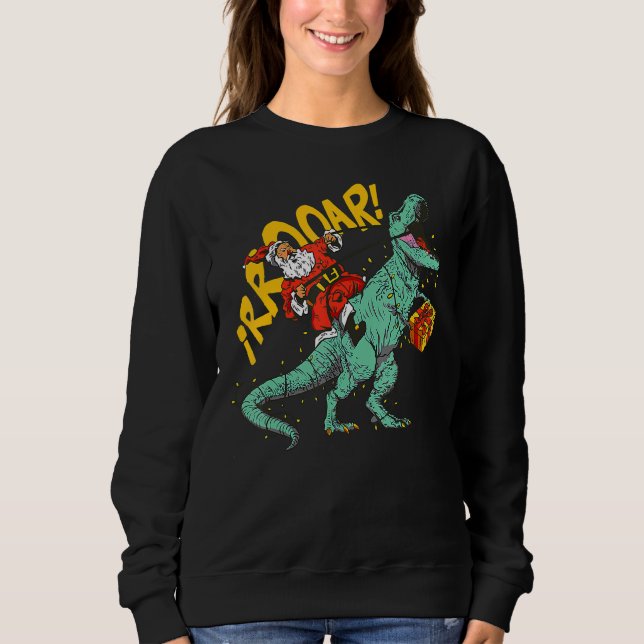 Sudadera Santa Riding Dinosaur rex Christmas Xmas Kids Boys (Anverso)