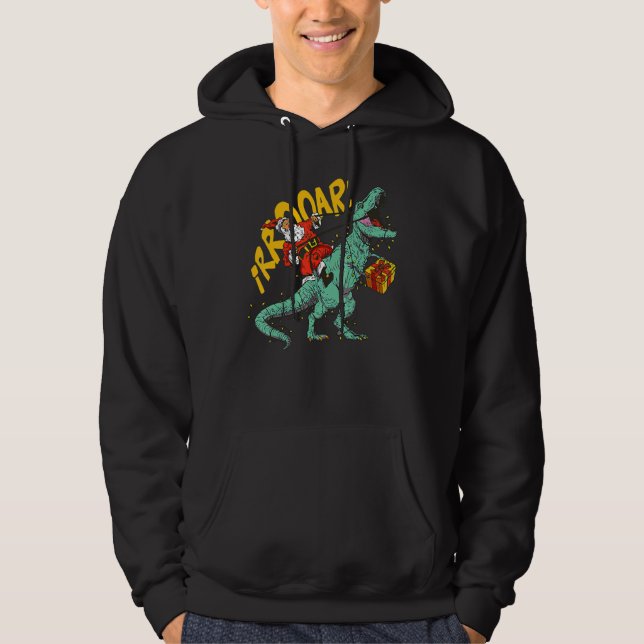 Sudadera Santa Riding Dinosaur rex Christmas Xmas Kids Boys (Anverso)