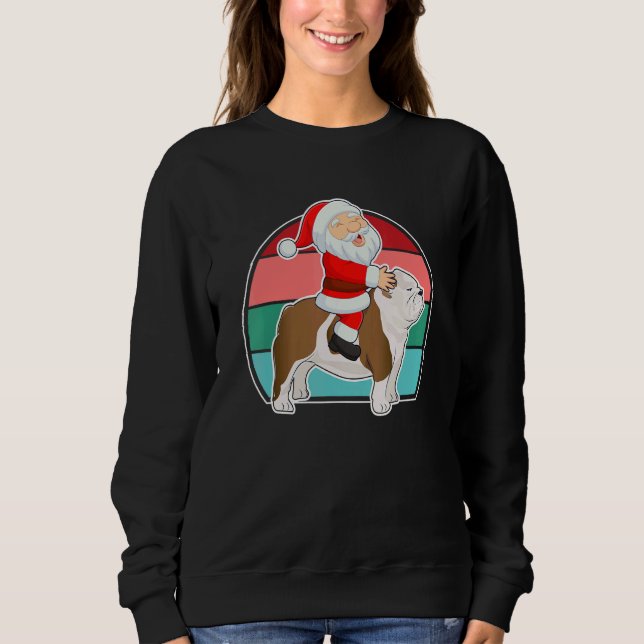 Sudadera Santa Riding English Bulldog Christmas PJs Xmas Pa (Anverso)