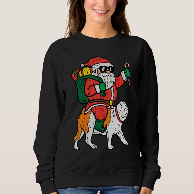 Sudadera Santa Riding English Bulldog Christmas Xmas Boys G (Anverso)