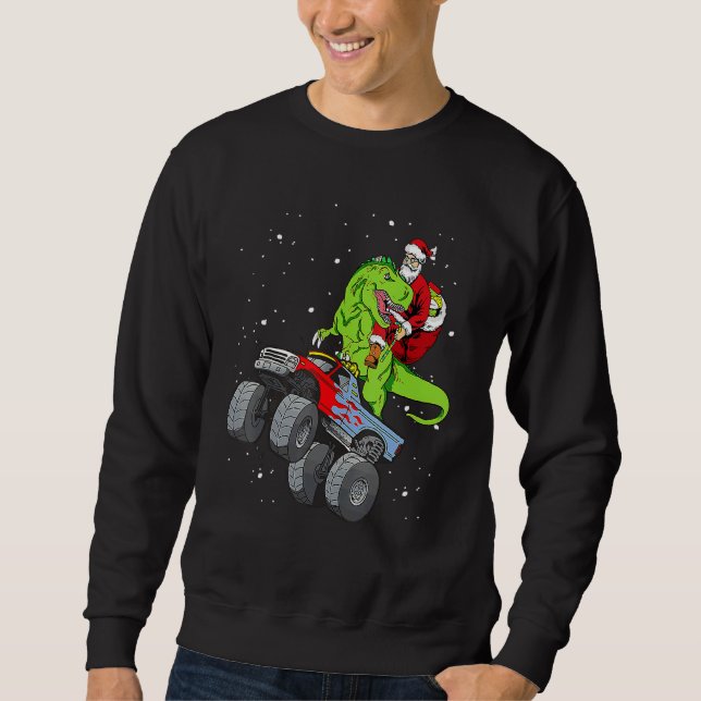Sudadera Santa Riding Rex Dinosaur Monster Truck Christmas (Anverso)