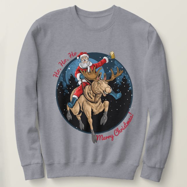 Sudadera Santa Riendo Un Moose (Anverso del diseño)