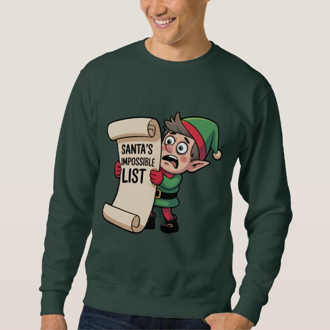 Sudadera Santa’s Impossible List –Overwhelmed Elf Christmas (Anverso)