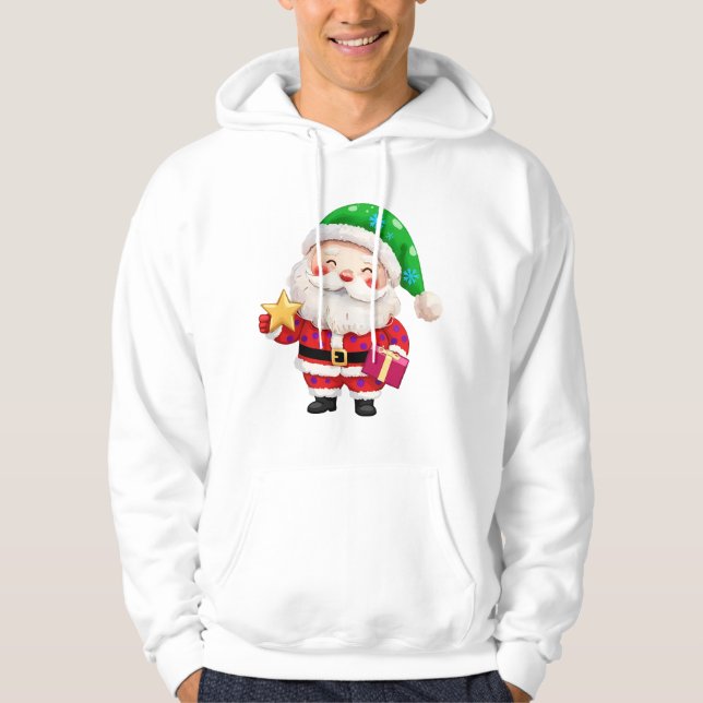 Sudadera Santa sosteniendo estrella y regalo (Anverso)