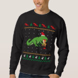 Sudadera Santa T-Rex comiendo reno Dinosaurio Fea Christma<br><div class="desc">Dulosaurio de reno de Santa T-Rex Navidades feos suéter</div>