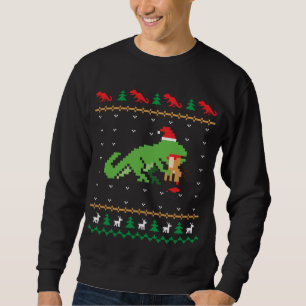 Sudadera Santa T-Rex comiendo reno Dinosaurio Fea Christma