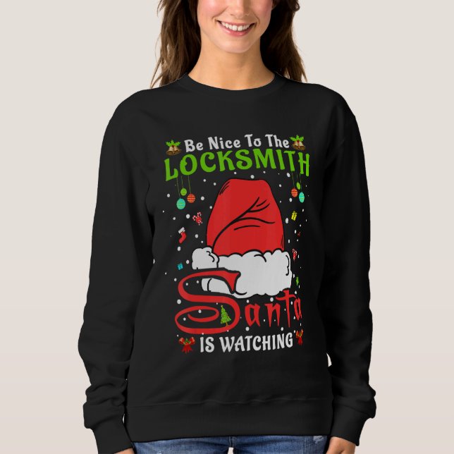 Sudadera Santa Xmas Pajamas Be Nice To The Locksmith Christ (Anverso)