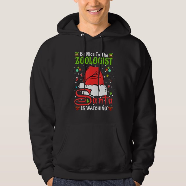 Sudadera Santa Xmas Pajamas Be Nice To The Zoologist Christ (Anverso)