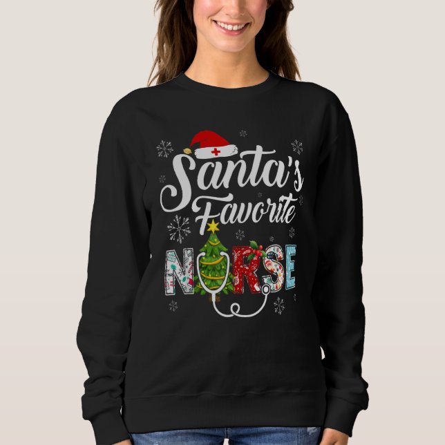 Sudadera Santa's Claus Favorite Nurse Santa Stethoscope Chr (Anverso)
