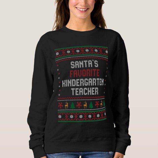 Sudadera Santas Favorite Kindergarten Teacher       Chritsm (Anverso)