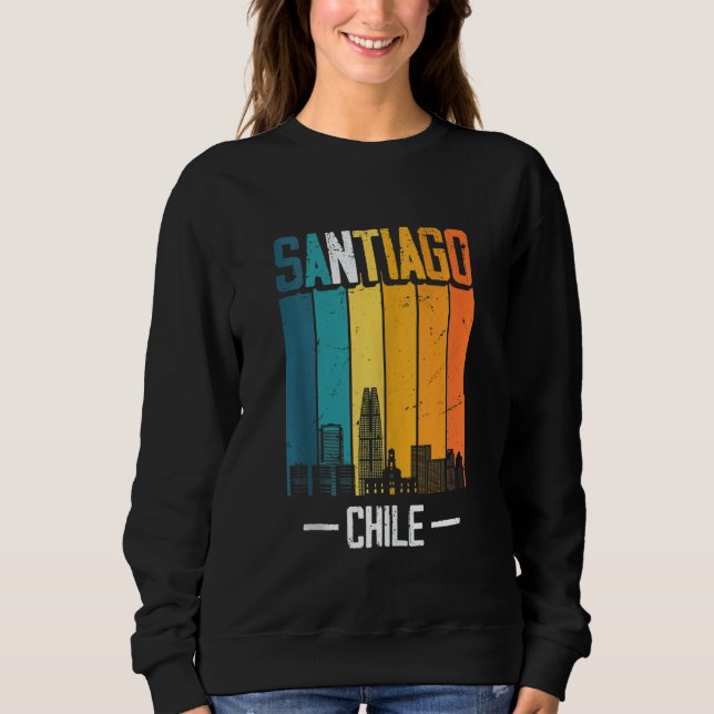 Sudadera Santiago Retro Vintage Sunset Skyline Santiago (Anverso)