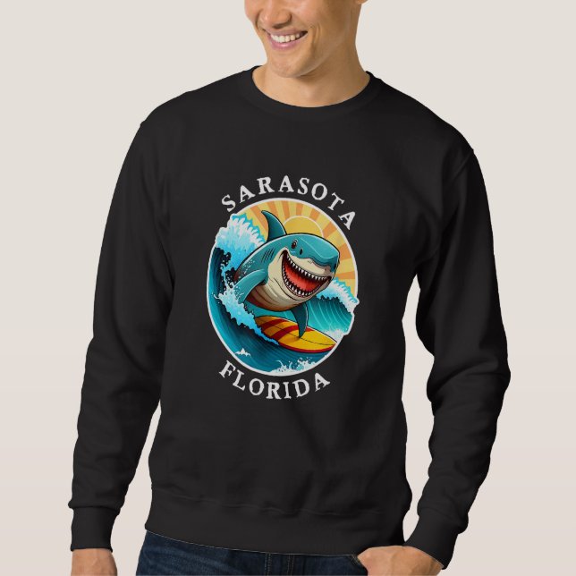 Sudadera Sarasota Florida Happy Surfing Shark Souvenir (Anverso)