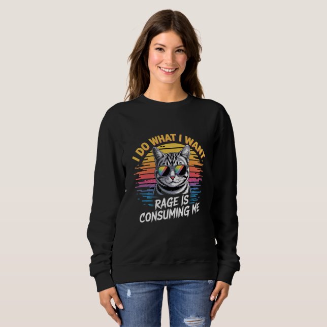 Sudadera Sarcastic Cat - Retro 'I Do What I Want' Funny (Anverso completo)
