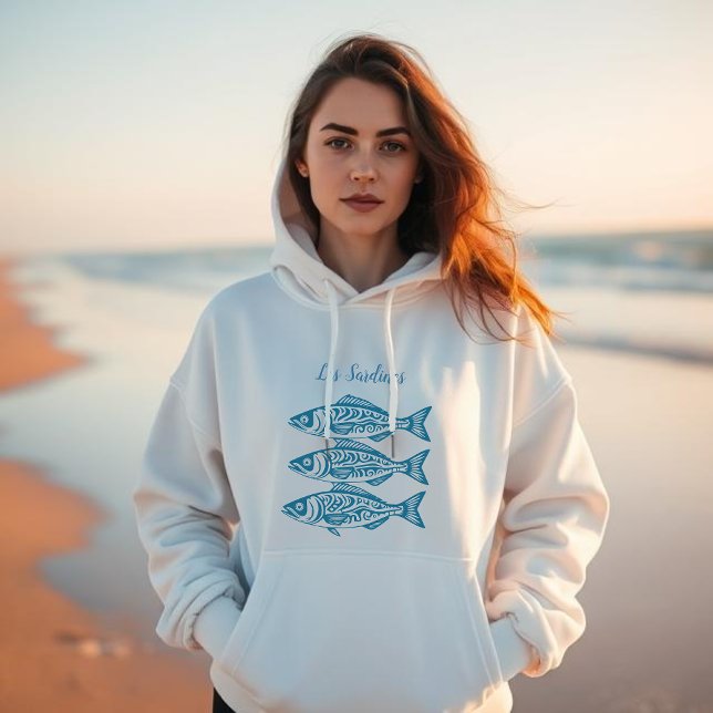 Sudadera Sardinas-Azul Hawaiano (Les Sardines Blue Hawaiian-Fisherman style hoodie)