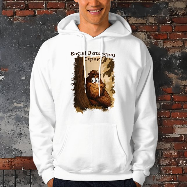 Sudadera Sasquatch Experto de distanciamiento social (Social Distancing Expert Cartoon Sasquatch Hoodie)
