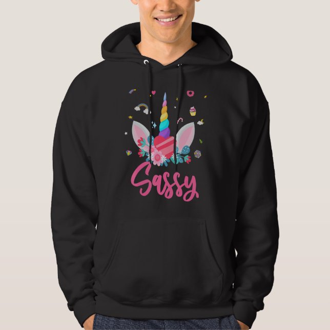 Sudadera Sassy Del Chica De Cumpleaños Unicornio Tema Magic (Anverso)