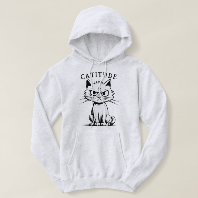 Sudadera Sassy Sarcasm Catitude Actitude Cat Humor Graphic (Diseño del anverso)