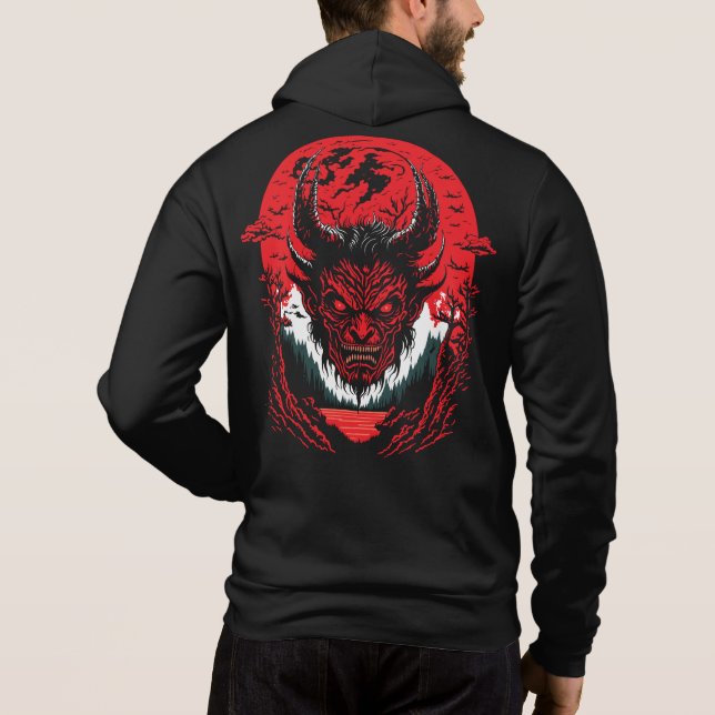Sudadera Satan Evil Face | Diseño gráfico de cabeza de demo (Reverso)
