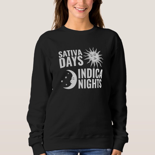 Sudadera Sativa Days Indica Nights Sun Moon Stoner (Anverso)
