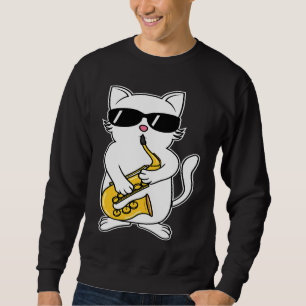 Sudadera Saxofón de gato Jazz Música Instrumentos Gatos