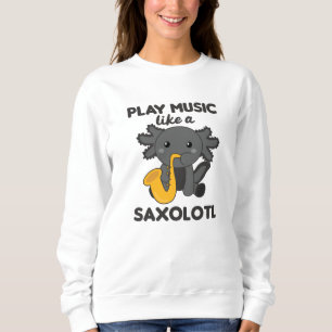 Sudadera Saxolotl Toca Música Saxofónica Un Dulce Axolotl