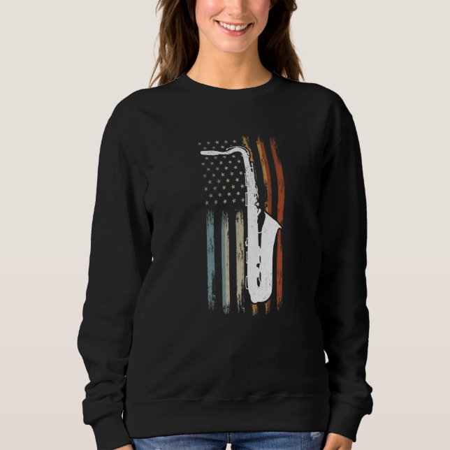 Sudadera Saxophone America Flag Saxophonist Saxophone US Fl (Anverso)