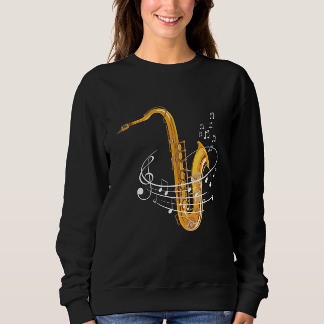 Sudadera Saxophone Sheet Notes Saxophone Reed Woodwing Jazz (Anverso)