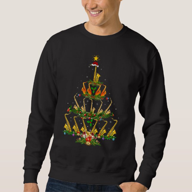 Sudadera Saxophone  Xmas Lights Saxophone Christmas Tree (Anverso)