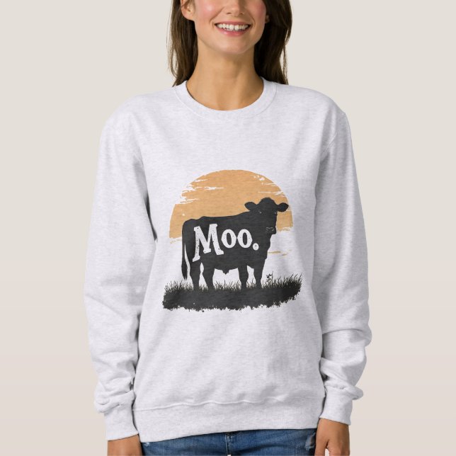 Sudadera Say Moo — Cute Cow Silhouette (Anverso)