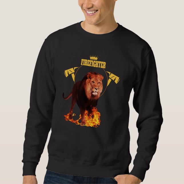 Sudadera Saying firefighter firefighter lion hero king of f (Anverso)