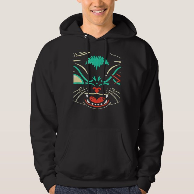 Sudadera Scary Black Cat Face Graphic Cat Halloween (Anverso)
