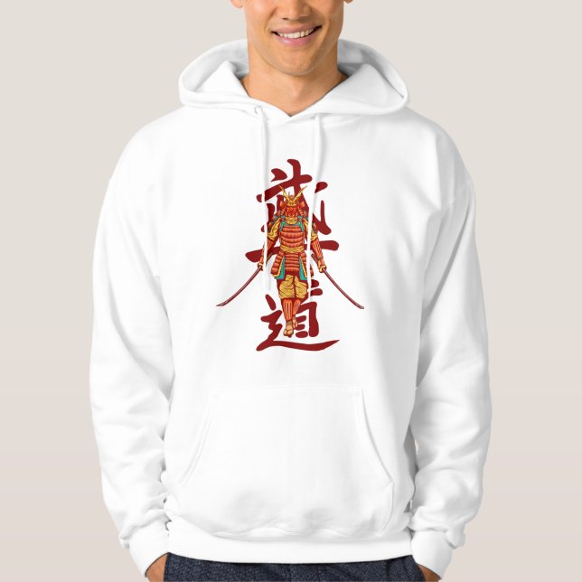 Sudadera Scary Honrado Retro Samurai - Negro y Blanco (Anverso)