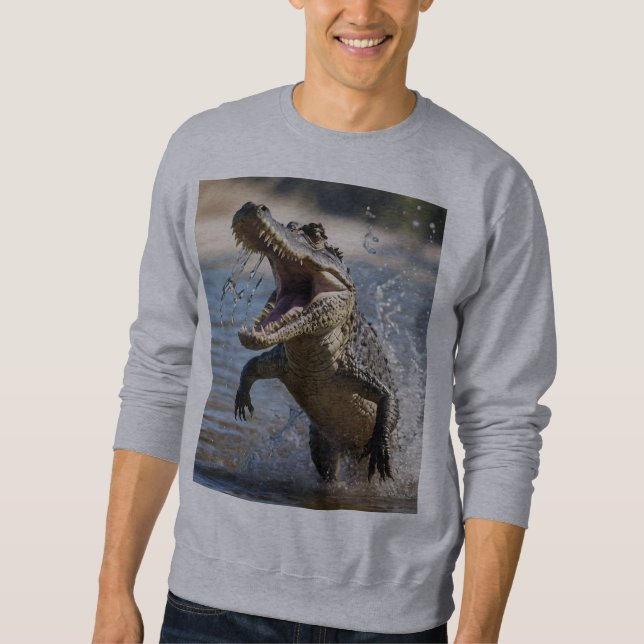 Sudadera Scary Jaws: El cocodrilo australiano saltando (Anverso)