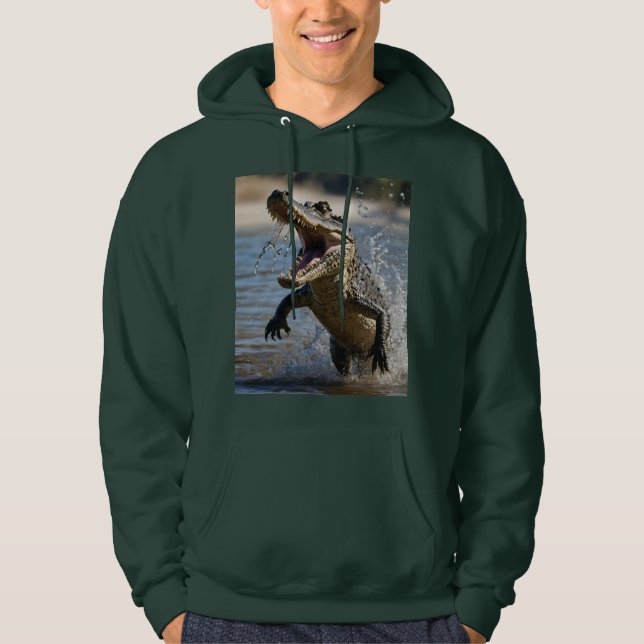 Sudadera Scary Jaws: El cocodrilo australiano saltando (Anverso)