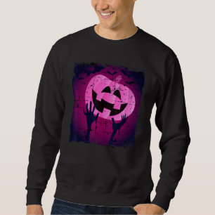 Sudadera Scary Pink Jack O Lantern Con El Sombrío De Las Ma