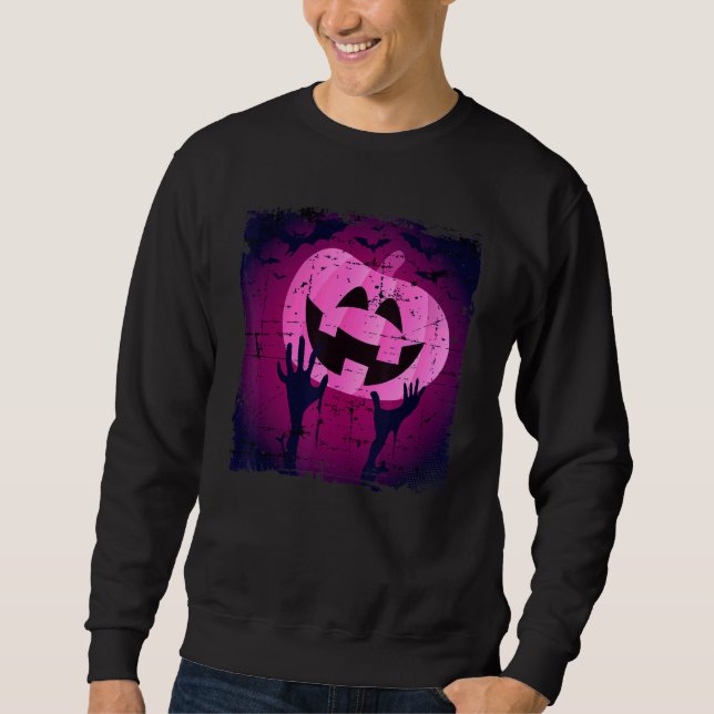 Sudadera Scary Pink Jack O Lantern Con El Sombrío De Las Ma (Anverso)
