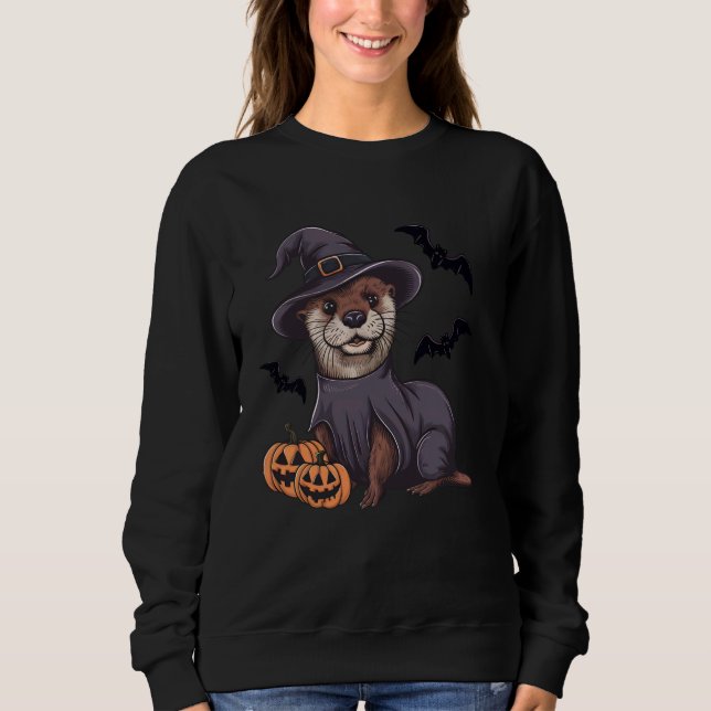 Sudadera Scary Pumpkin Bat Funny Witch Gorra Otter Hallowee (Anverso)