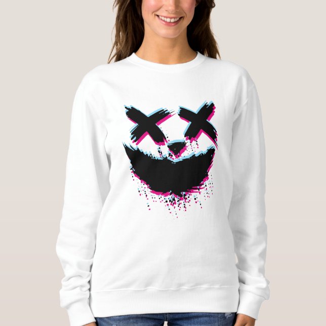 Sudadera Scary Stroke Smile Face Glitch Happy Halloween (Anverso)