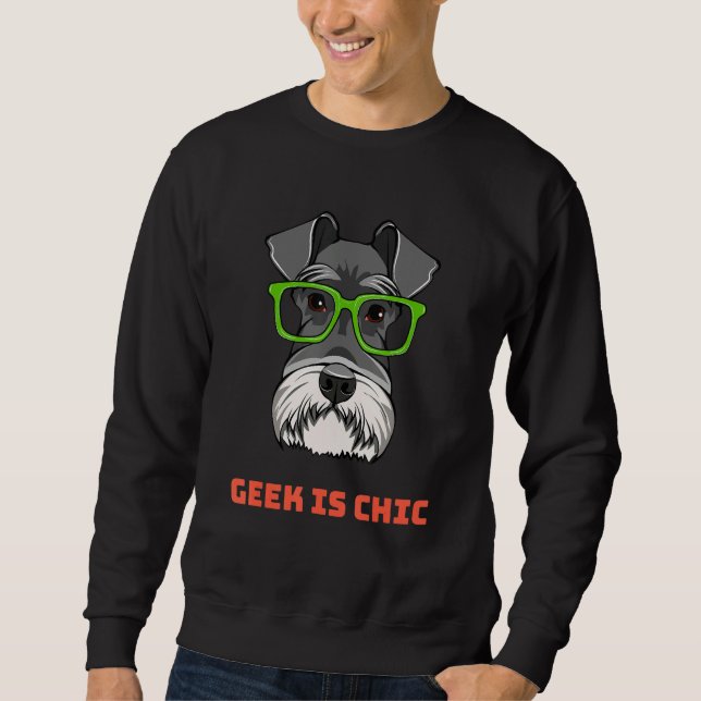 Sudadera Schnauzer Dog Geek Portrait Smart Glasses Dog Nerd (Anverso)