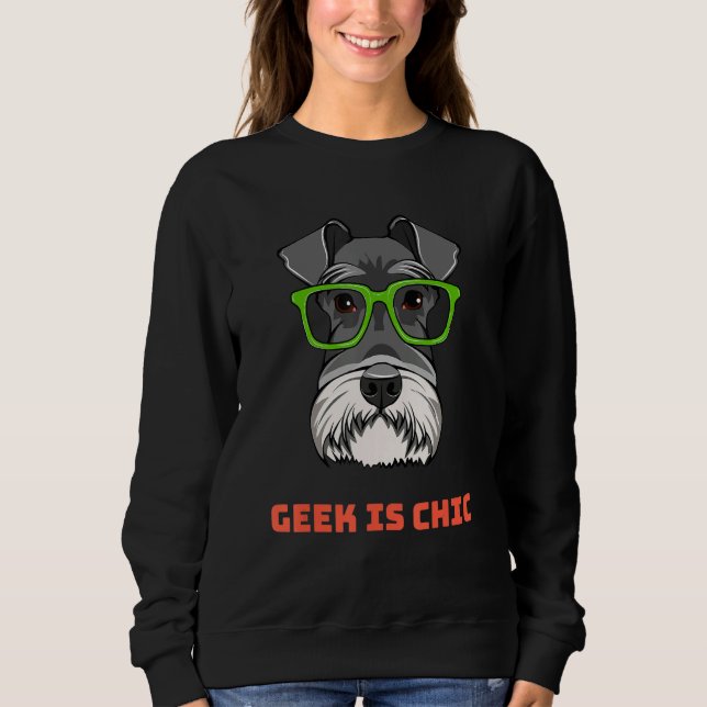 Sudadera Schnauzer Dog Geek Portrait Smart Glasses Dog Nerd (Anverso)