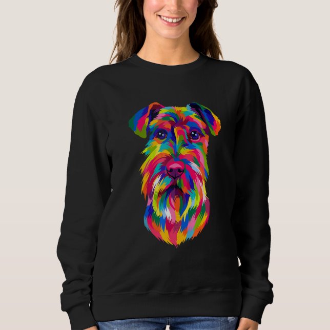 Sudadera Schnauzer Pop Art Mini Schnauzer Portrait Dog Colo (Anverso)