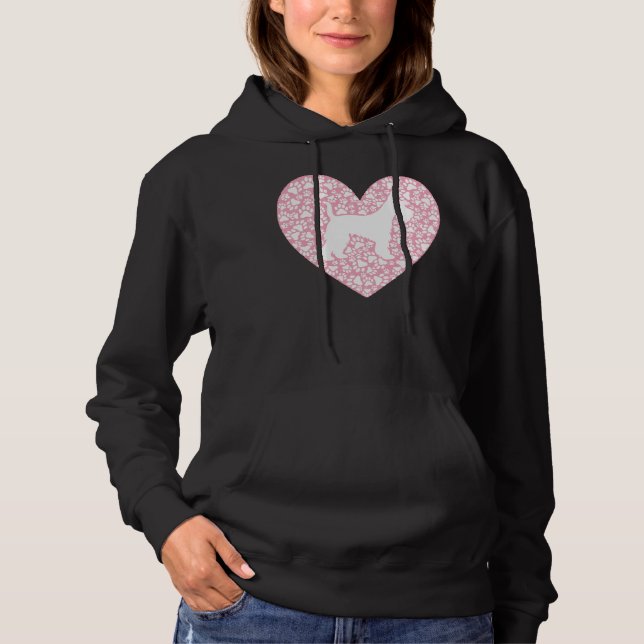 Sudadera Schnauzer Silhouette Heart Paws Adorable (Anverso)